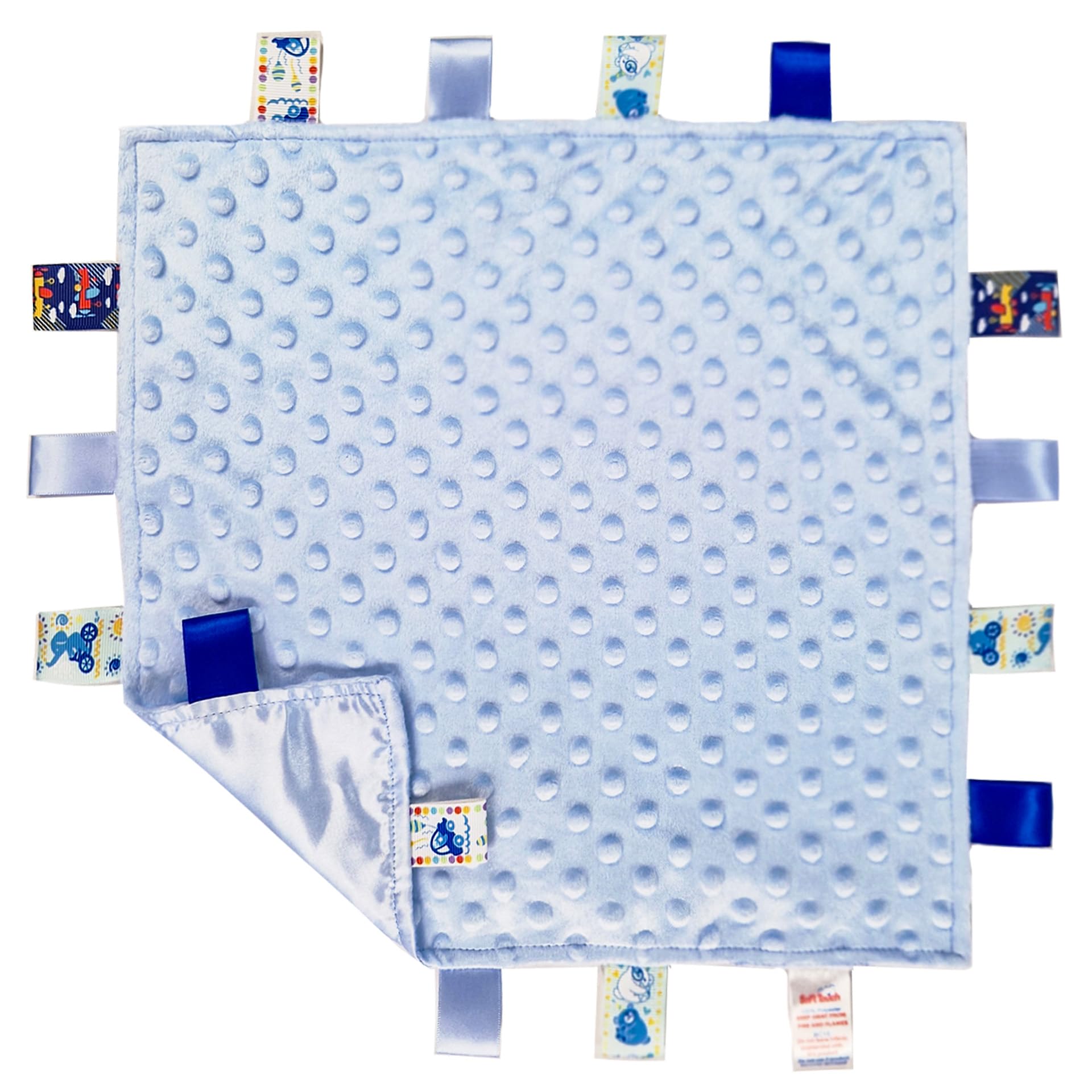 Baby Super Soft Deluxe Comforter Blanket with Satin Ribbons (Blue)