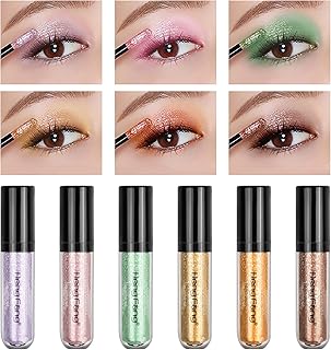 Emperoch 6 Colors Liquid Eyeshadow Set,Sparkling Liquid Eyeshadow, Metallic Shimmer Glitter Eyeshadow,Quick Drying Long Lasting Waterproof Eyeshadow for Women Girl Glitter Eye Make up (B)