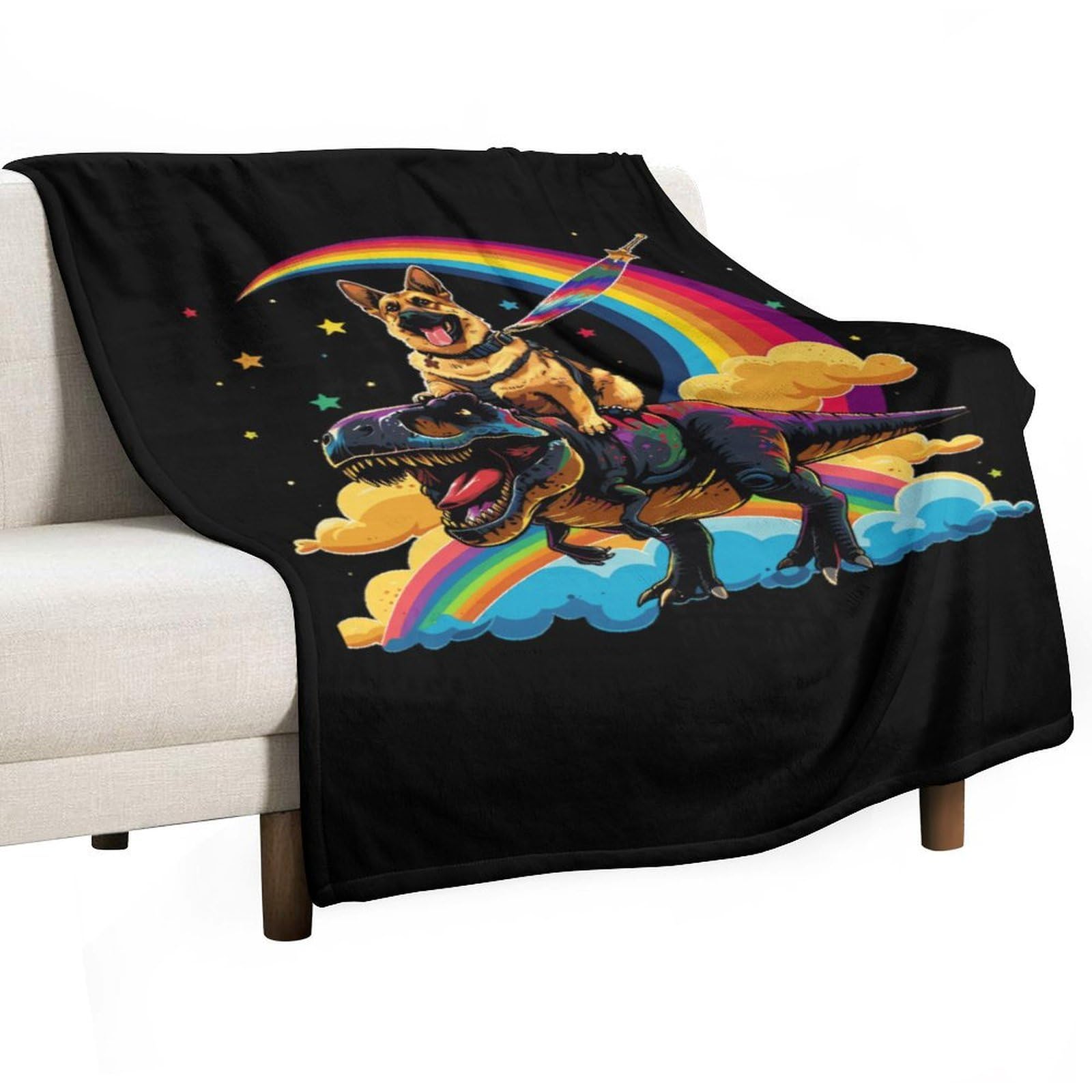 Cgsbngha Style German Shepherd Riding Flannel Fleece Blanket Lightweight Soft Throw Blankets For Sofa Couch Bed Chair