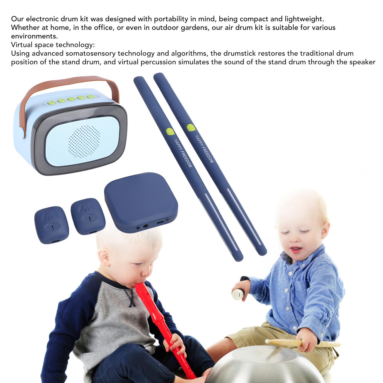 Set di Batteria Virtuale, Set di Batteria Elettronica Professionale Leggero e Portatile, Rilevamento del Movimento 3D Facile da Suonare per Giardino per Principianti (#3)