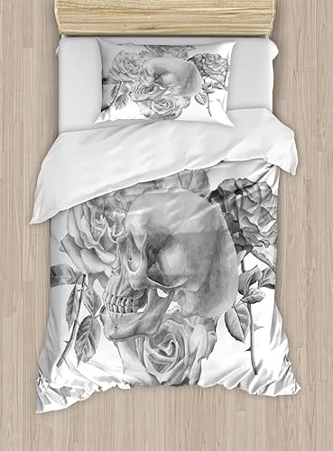 Miniatura 547 de Ambesonne Juego de funda de edredón de brújula, ilustración de mapa del mundo, marinero marítimo, equipo de vida monocromático, juego de ropa