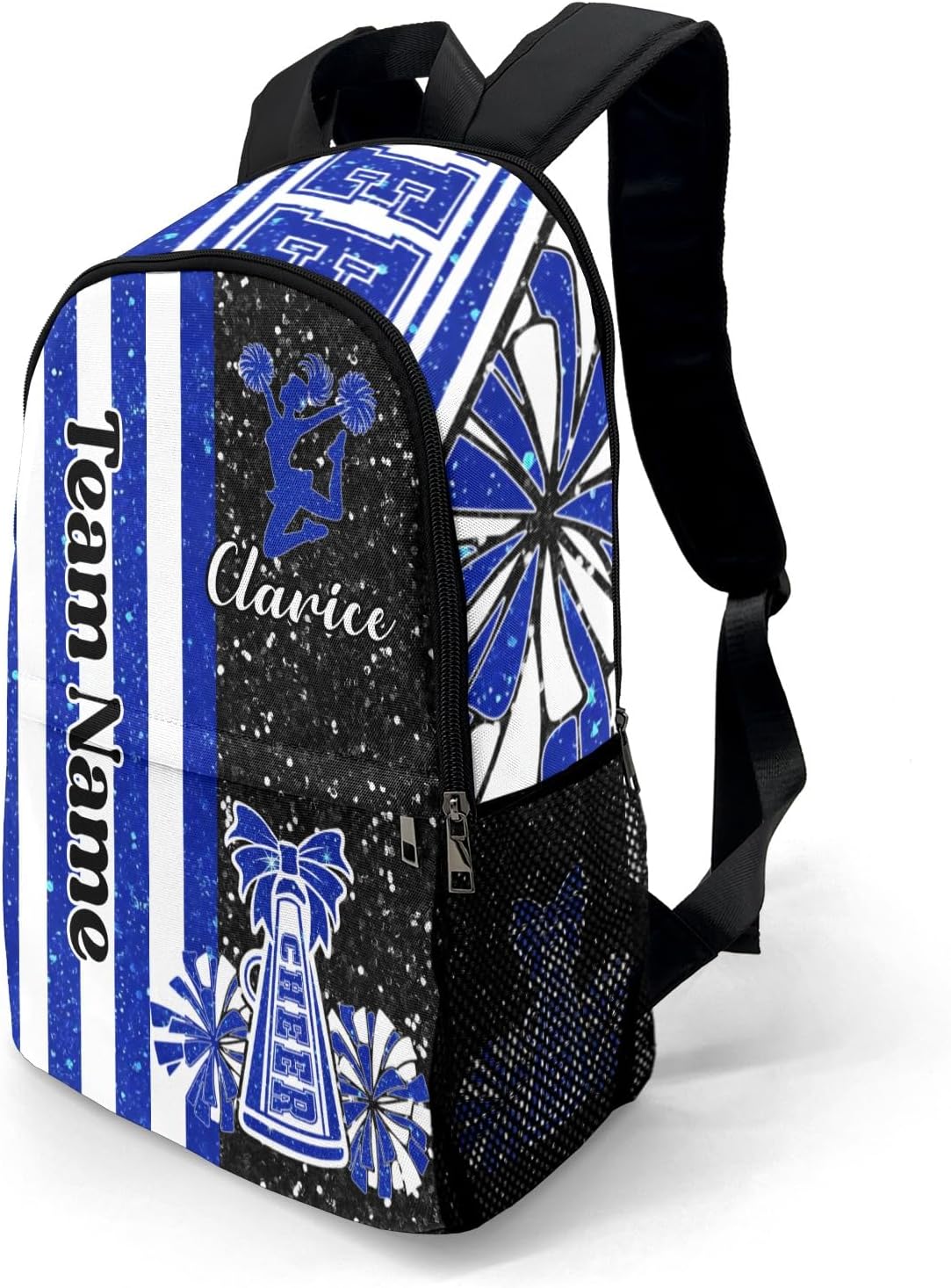 Personalized Royal Blue Cheer Backpack Custom Cheerleader Backpack Waterproof Cheerleading Daypack with Name Cheer Team Gift 11.8"(L) x 5.51"(W) x 17.72"(H)