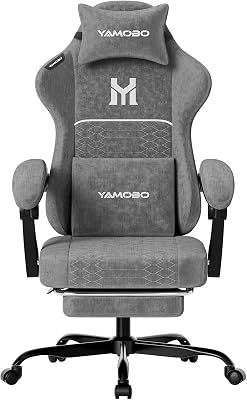 Gaming Chair with Footrest, Ergonomic Video Game Chair with Lumbar and Headrest Massage Support, High Back Recliner Comfortable for Office, Game and Study, Grey