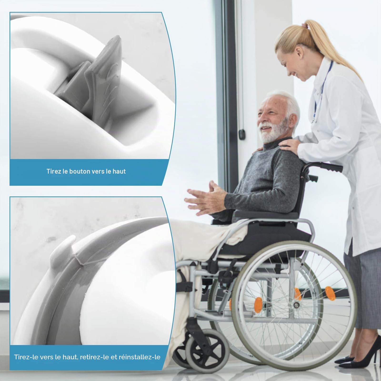Poignées pour Personnes Âgées Ventouse Forte - 2pcs Poignées de Sécurité Salle de Bain, 110 KG Poignée de Sécurité pour Salle De Bain, Support Levage et Fixation Banc Douche et Toilette, Gris