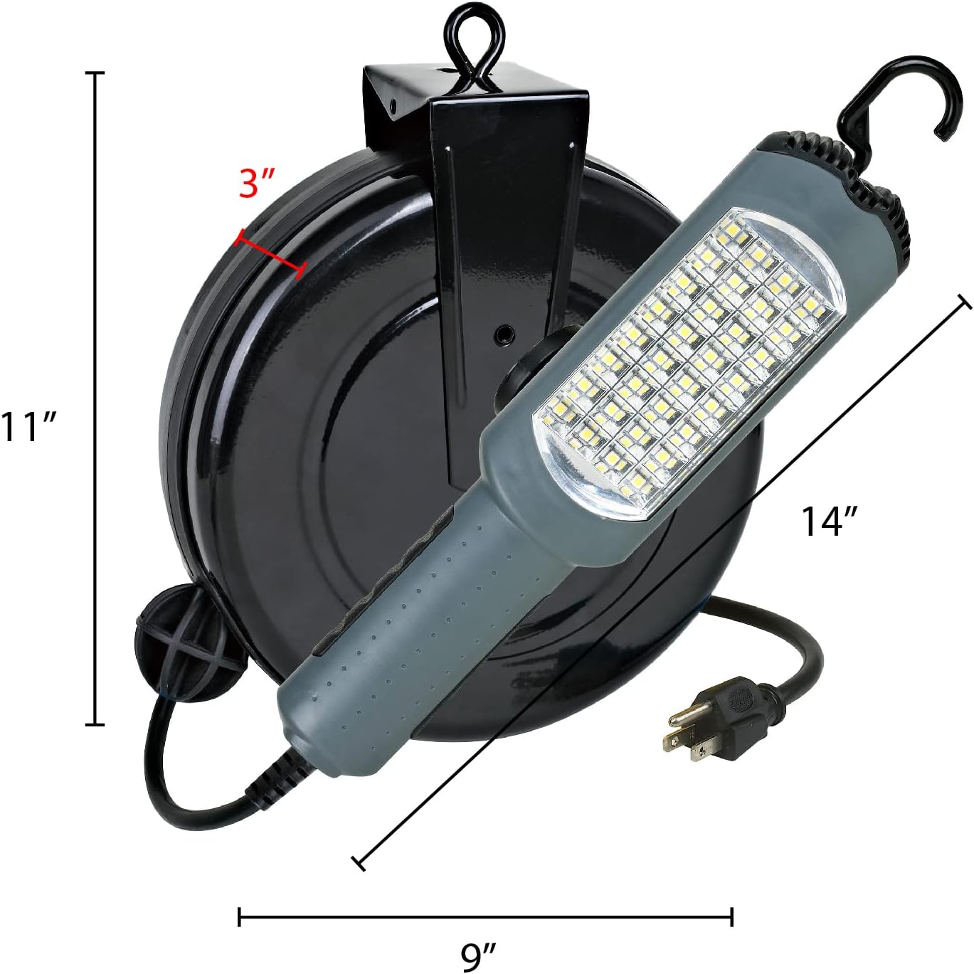 32 SMD LED Cord Reel Task Light, Black