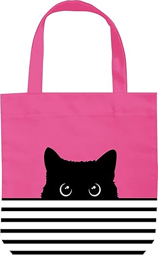 Bonita bolsa de lona para mujer  Bolsa estética grande de playa bonita para compras de comestibles, libros utilitarios, profesores, Rosa (Pink Cat),