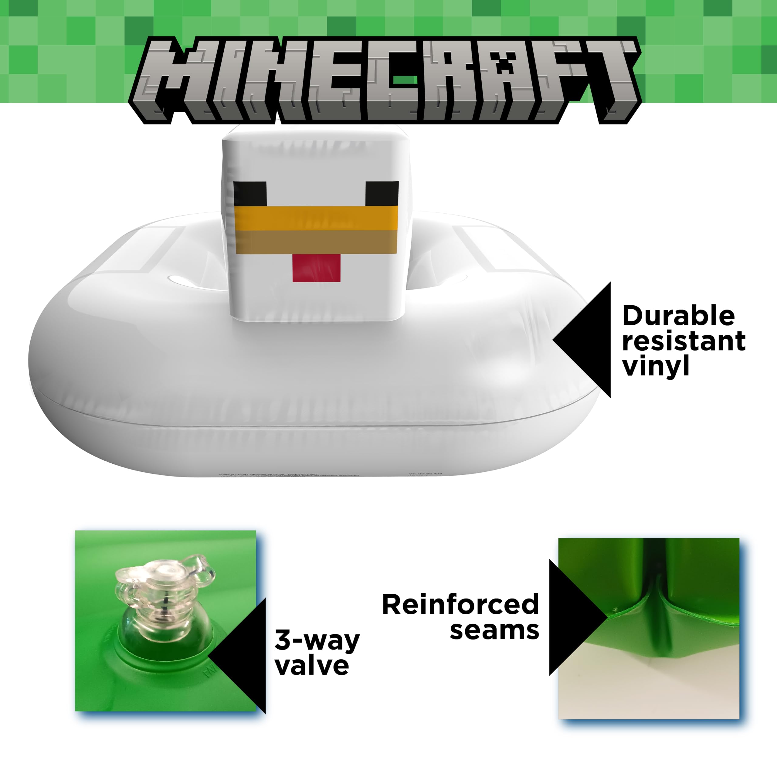 Minecraft Flotteur gonflable avec valve de pincement, 91,4 cm