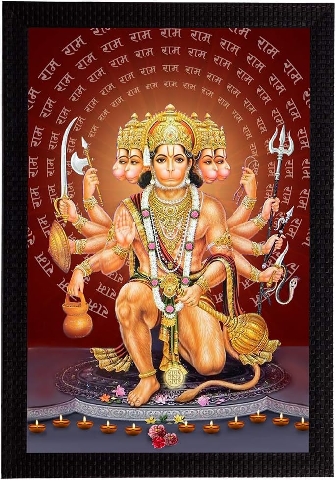 eCraftIndia Lord Panchmukhi Hanuman Painting, Picture For Entrance, Main Door, South, South West Main Door Vastu Dosh Rectification Remedy Of Home, Office And Factory