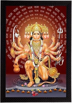 eCraftIndia Lord Panchmukhi Hanuman Painting, Picture For Entrance, Main Door, South, South West Main Door Vastu Dosh Rectification Remedy Of Home, Office And Factory