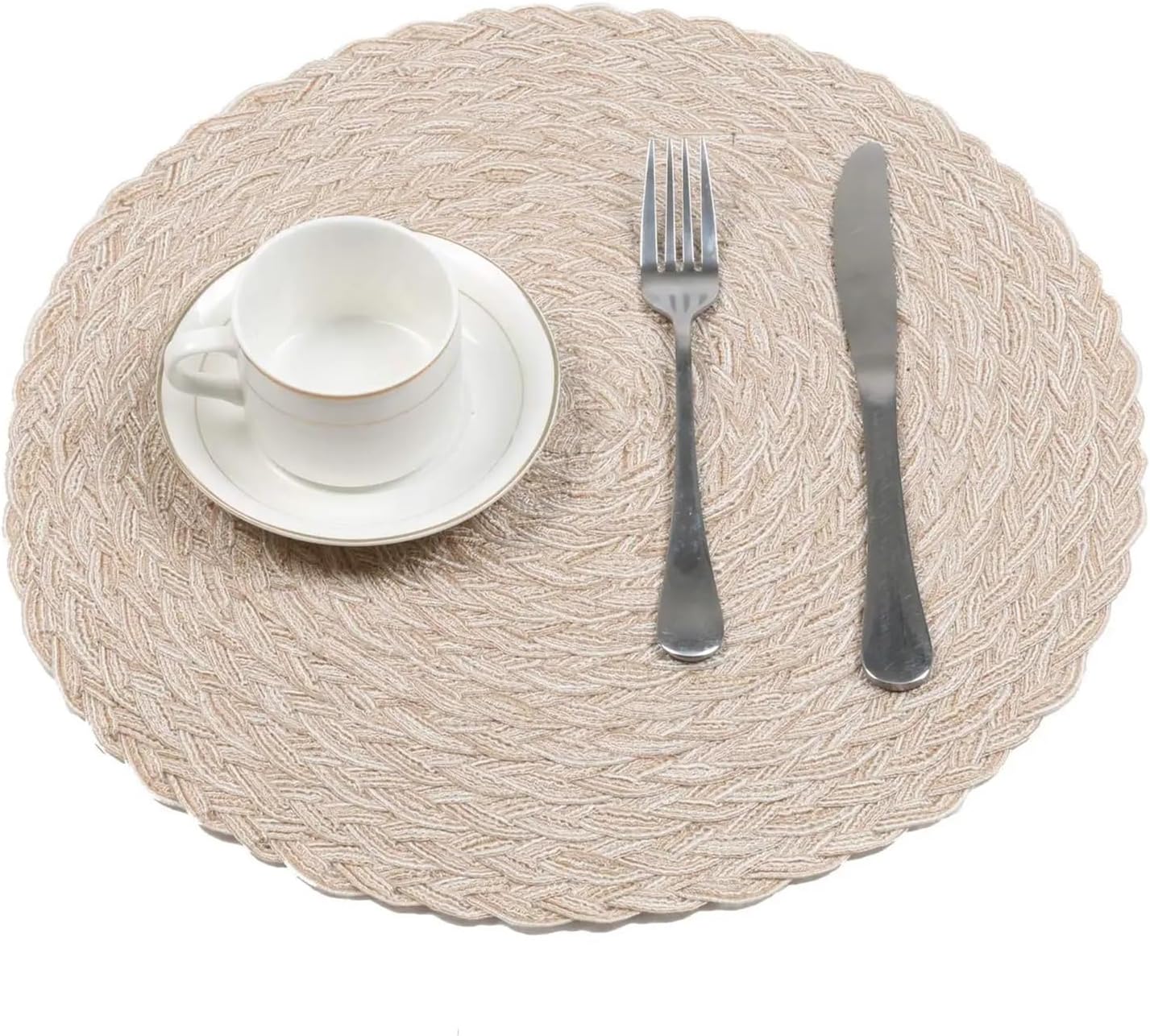 Round Braided Placemats, Thick and Washable, Kitchen Table Placemats for Home, Wedding, Dining Tables, Holiday Party,Set of 6(Dark Gray)