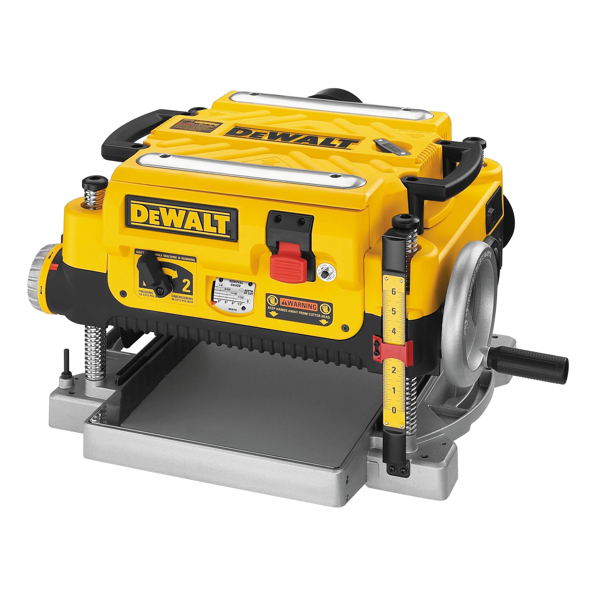 DEWALT Planer, Thickness Planer, 13-Inch, 3 Knife for Larger Cuts, Two Speed 20,000 RPM Motor, Corded (DW735)