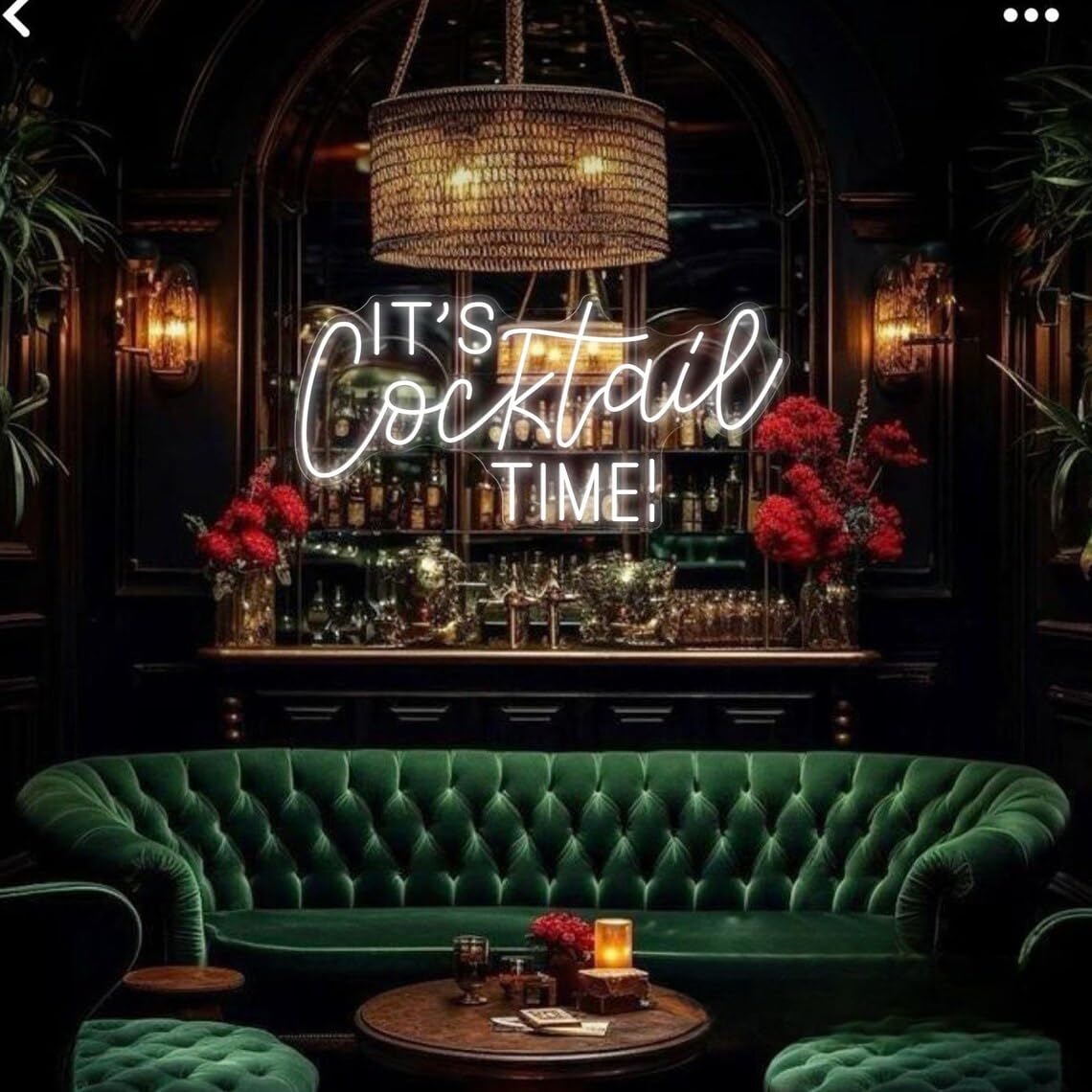It's Cocktail Time! Neon Sign, Custom Bar LED Neon Light Home Wall Decor Wine Tiki Bar Man Cave Club Pub Beer Decoration Personalized Gift