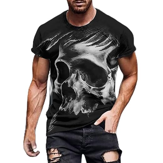 Camiseta masculina estampada manga curta gola redonda casual camiseta gráfica para festa hip hop roupa de moda diária