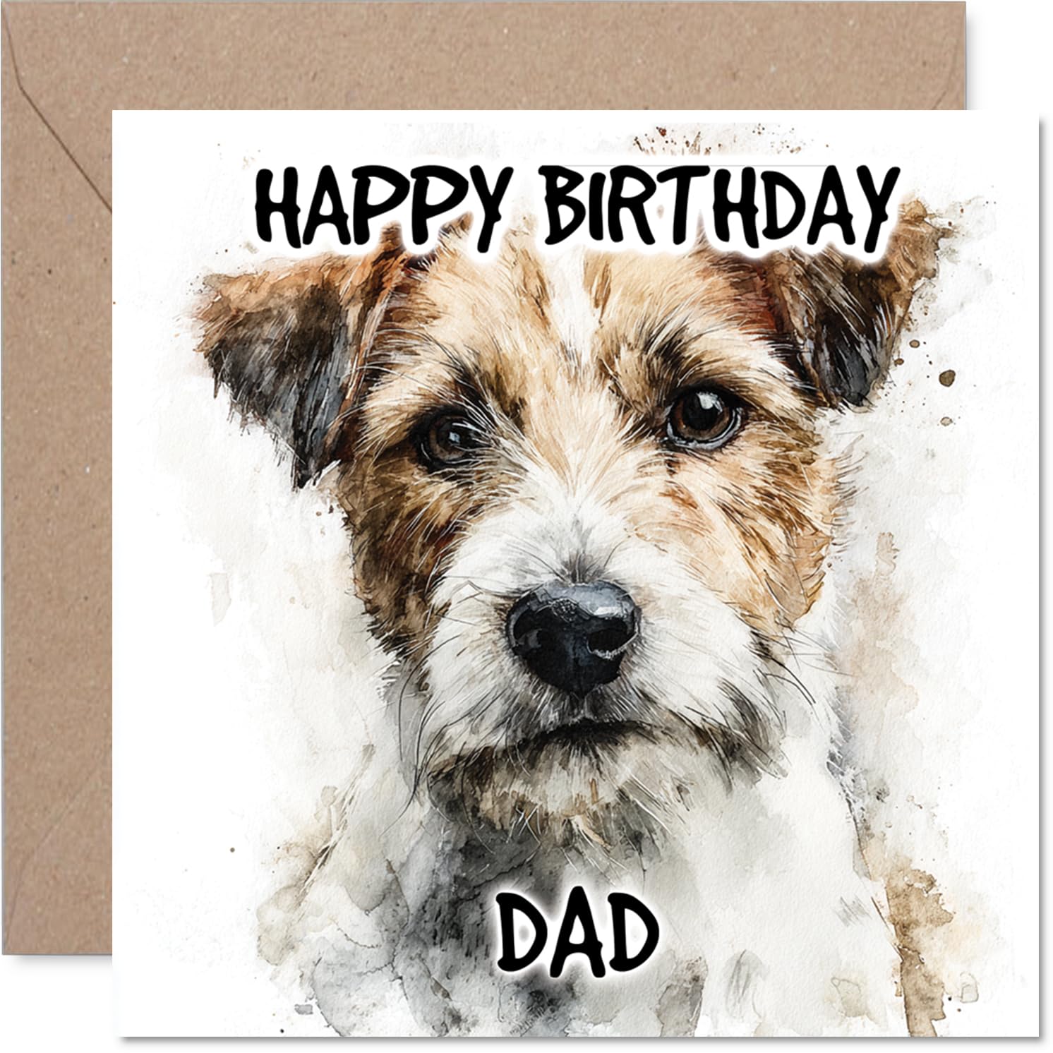 Dad Birthday Card - Jack Russell Terrier - Happy Birthday Card for Dad from Son Daughter, 145mm Dog Breeds Bday Greeting Cards