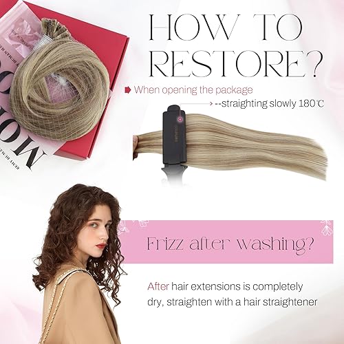 Miniatura 5 de Moresoo Keratin Utip - Extensiones de cabello humano con punta K de 20 pulgadas, 50 hebras de 1.76 oz, 20 pulgadas