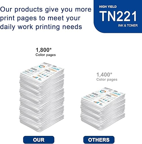 Miniatura 3 de TN221 - Cartucho de tóner amarillo TN221 de alto rendimiento compatible con TN221, repuesto para impresora Brother HL-3140CW 3150CDN 3170CDW