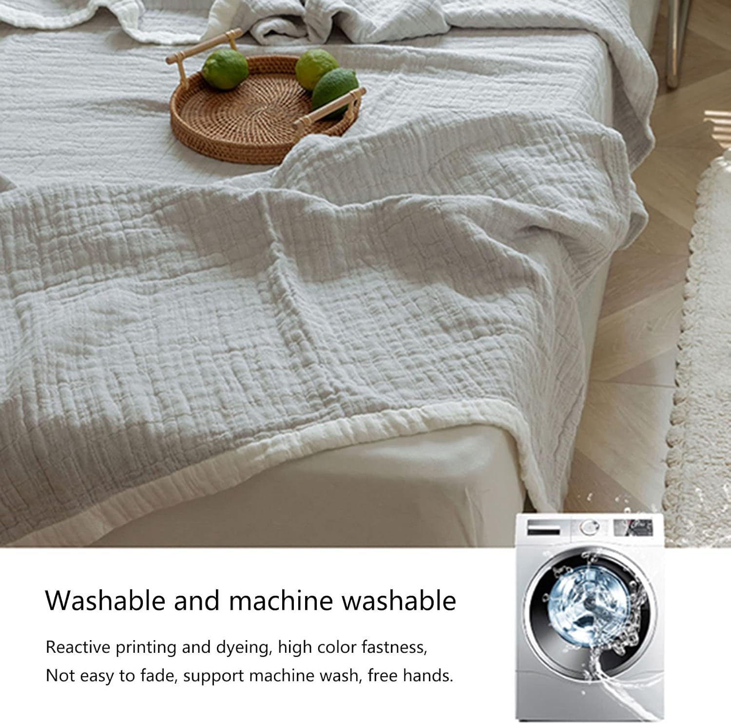 Air Conditioning Blanket, 100% Cotton Nap Blanket Sheet, Breathable Comfortable Bed Throws, All-Season Machine Washable Towel Quilt for Home Decoration