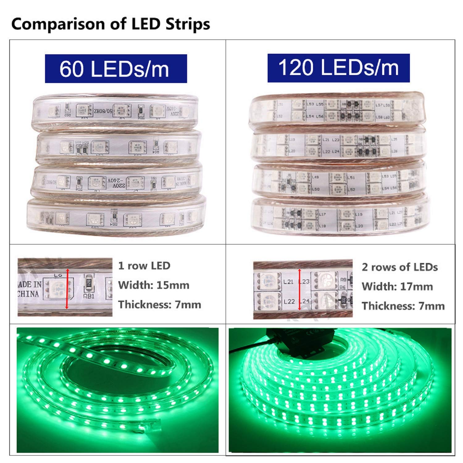 XUNATA Tira de LED WiFi RGB 220V, Impermeable y Flexible, Música Teléfono Inteligente / 1500W Control Remoto/Aplicación Alex Google Assistant (15 metros, 120LEDs/m)