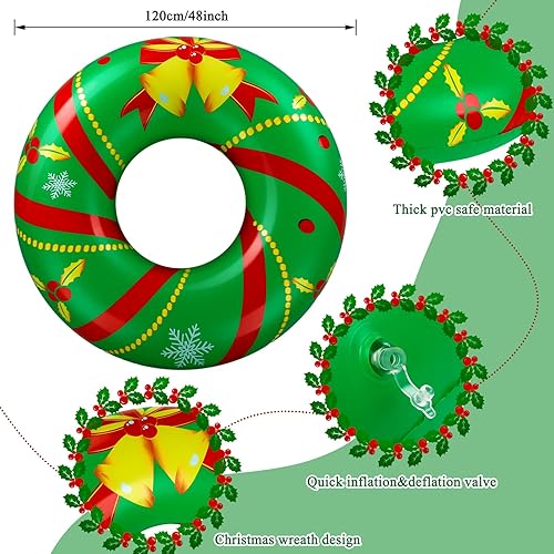 Miniatura 2 de Karenhi Paquete de 2 guirnaldas inflables de Navidad en julio, flotadores flotantes de Navidad para piscina, divertidos flotadores para piscina,