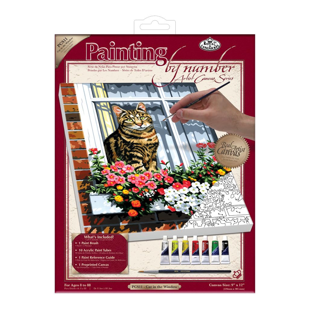 Royal & Langnickel PCS11 Painting by Numbers Small Canvas Painting Set, Cat in The Window