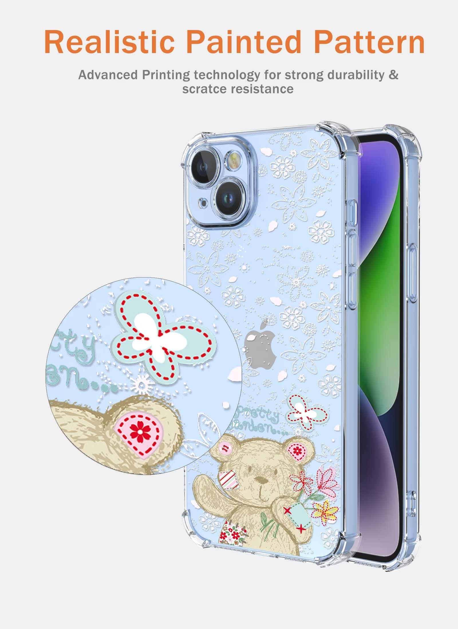RankOne Custodia Per Nokia G22 (6,5 Pollici) – Cover In Silicone TPU Trasparente Con Stampa Floreale Fiori 5, Morbida E Antiurto
