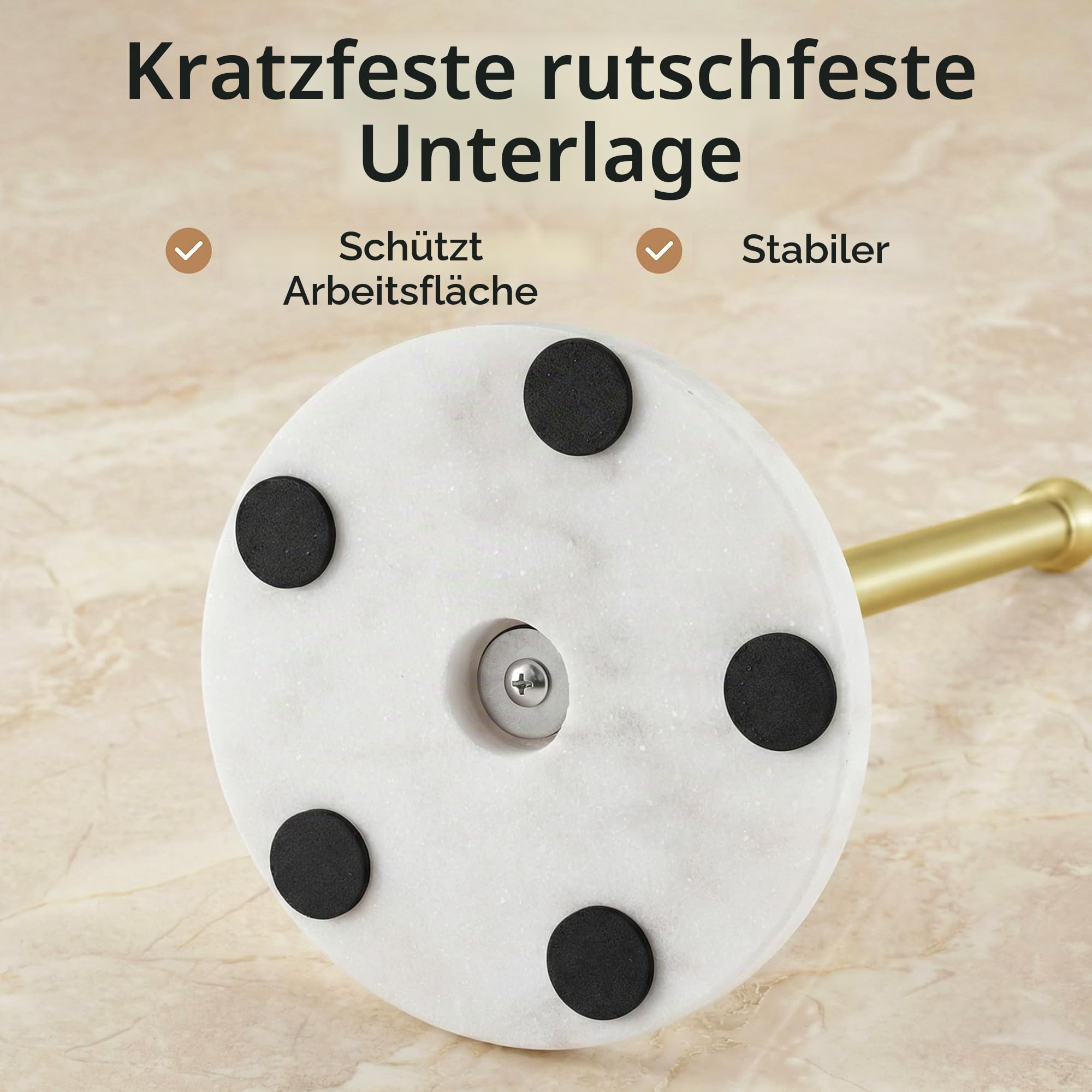 KES Küchenrollenhalter Marmor Stehend, Küchenrollenhalter Stehend Arbeitsplatte, Küchenrolle Halter Küchenpapierhalter aus 18/8 Edelstahl, Rostfrei, Gebürstetes Gold, KPH208-BZ