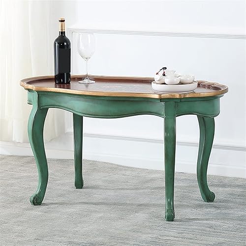 Miniatura 2 de Couch Side Tables American Style Rustic Oval Coffee Table Small Apartment Living Room Leisure Coffee Table Mediterranean Retro Painted Coffee Table