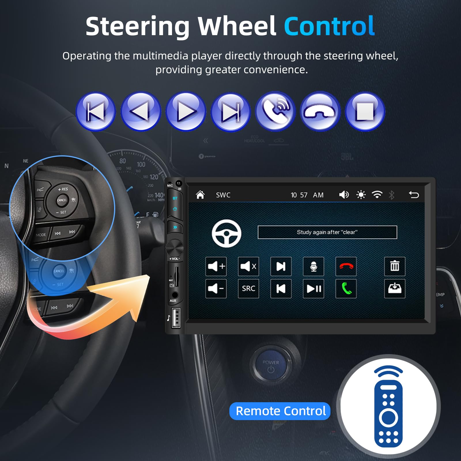 Autoradio 2 Din con Carplay e Android Auto - Radio Touchscreen da 6,86 Pollici con Mirror Link, EQ, Bluetooth, Radio FM, SWC, Porta AUX/USB/Type-C + Telecamera Posteriore