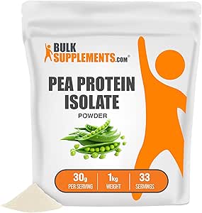 BulkSupplements.com Pea Protein Isolate Powder - Pea Protein Powder Unflavored - Vegan Protein Powder Unflavored - 21g of Protein - 30g per Serving (1 Kilogram - 2.2 lbs)