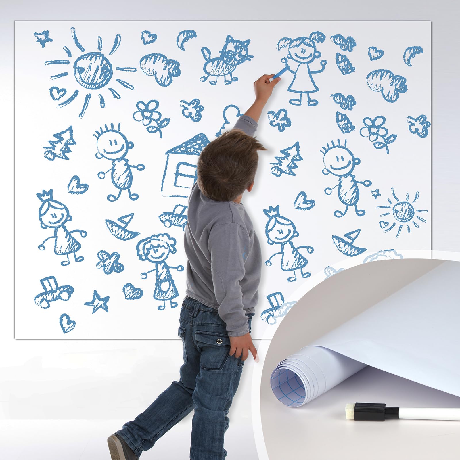 Pizarra Blanca Autoadhesiva 44x200cm Rollo Impermeable para Hogar Oficina Escuela