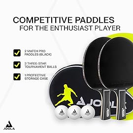 JOOLA Duo Pro Ping Pong Paddles Set of 2 - Professional Table Tennis Paddles, Three Advanced 3 Star Tournament Ping Pong Balls and Carrying Case - Advanced Table Tennis Rackets