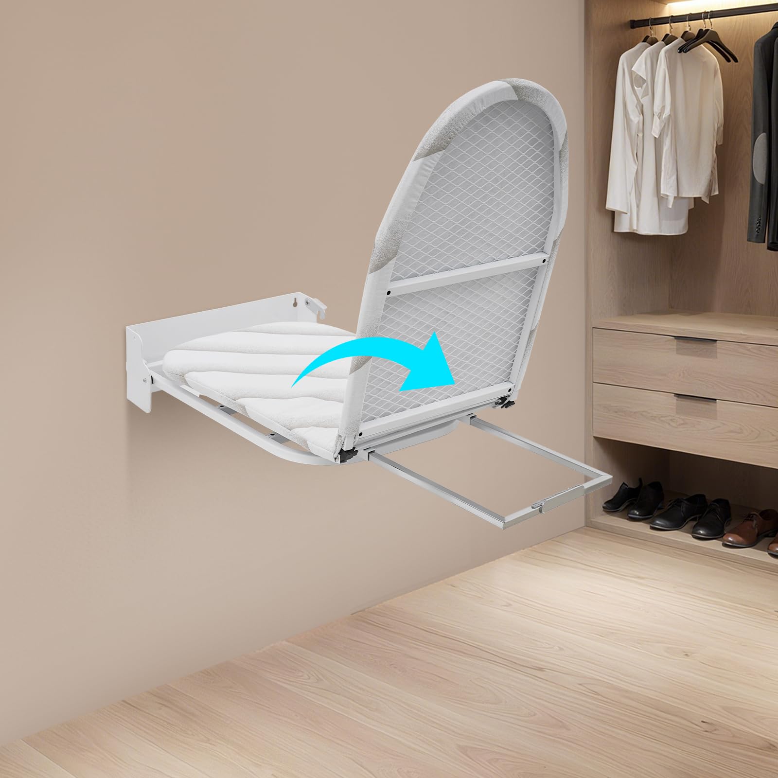 Klappbares Bügelbrett Klein Wandmontage Bügelbrett Schrank, 180° Drehbar Ironing Board Kohlenstoffstahl Platzsparende Bügeltisch Für Dampfbügelstation, 93 * 31,5 * 14 cm