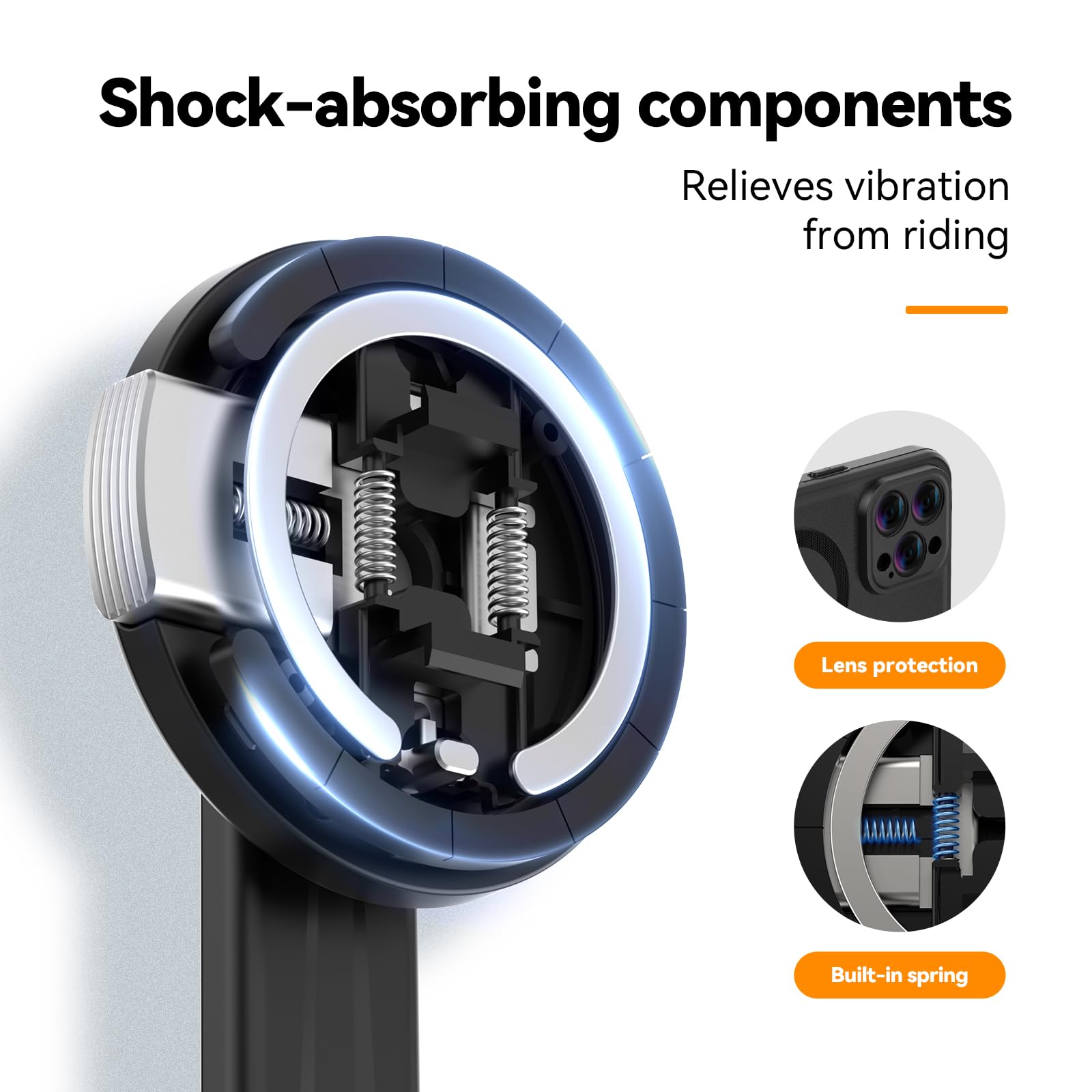 TELESIN ° Supporto per telefono da moto per iPhone 16 Pro, magnetico, con smorzatore di vibrazioni e fibbia in metallo [sblocco con un clic] con custodia magnetica per manubrio da 25 e 28 mm