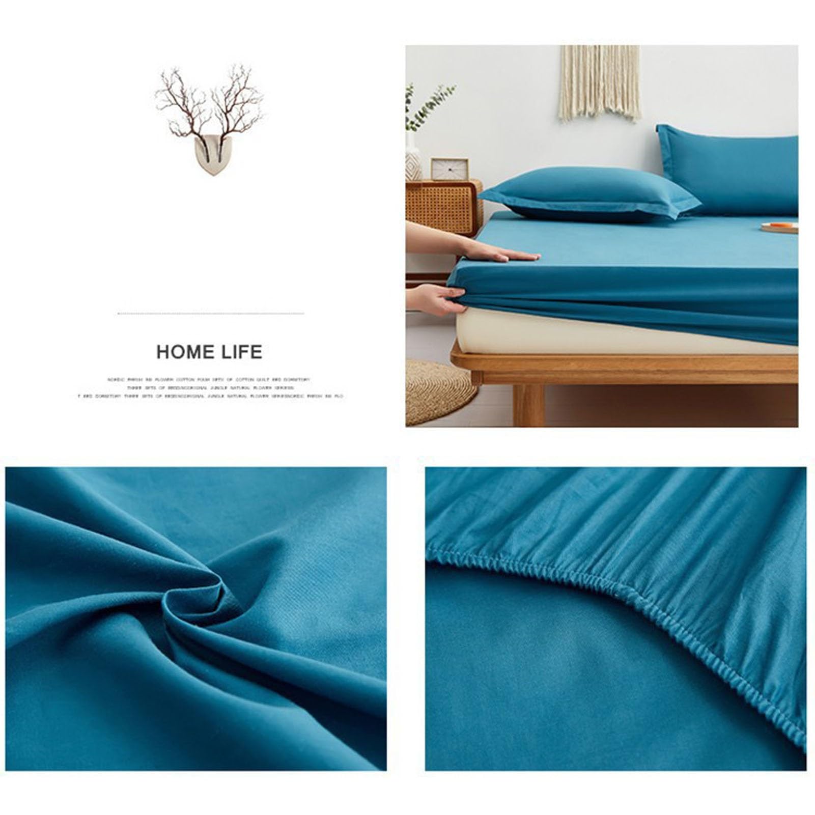 PAHION Drap-Housse 60S 100% Coton Peigné Poche Profonde 25cm 30cm Sergé Doux Respirant pour Double Queen King 1 Pièce sans Taie d'oreiller Élastiqué Facile Entretien Infroissable Durable