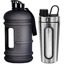 TOOFEEL 2.2L BPA Free Big Water Bottle Bundle with 28 oz Visible Window Shaker Bottle