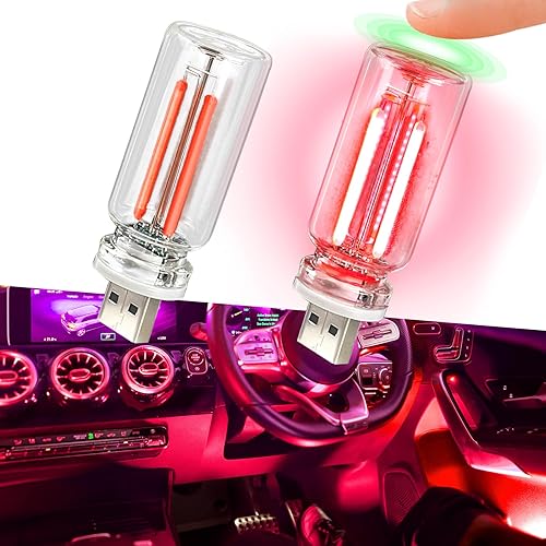 Miniatura 8 de 2 luces LED USB para automóvil, luces LED regulables al tacto, puerto USB, iluminación ambiental retro para automóvil, luces LED interiores