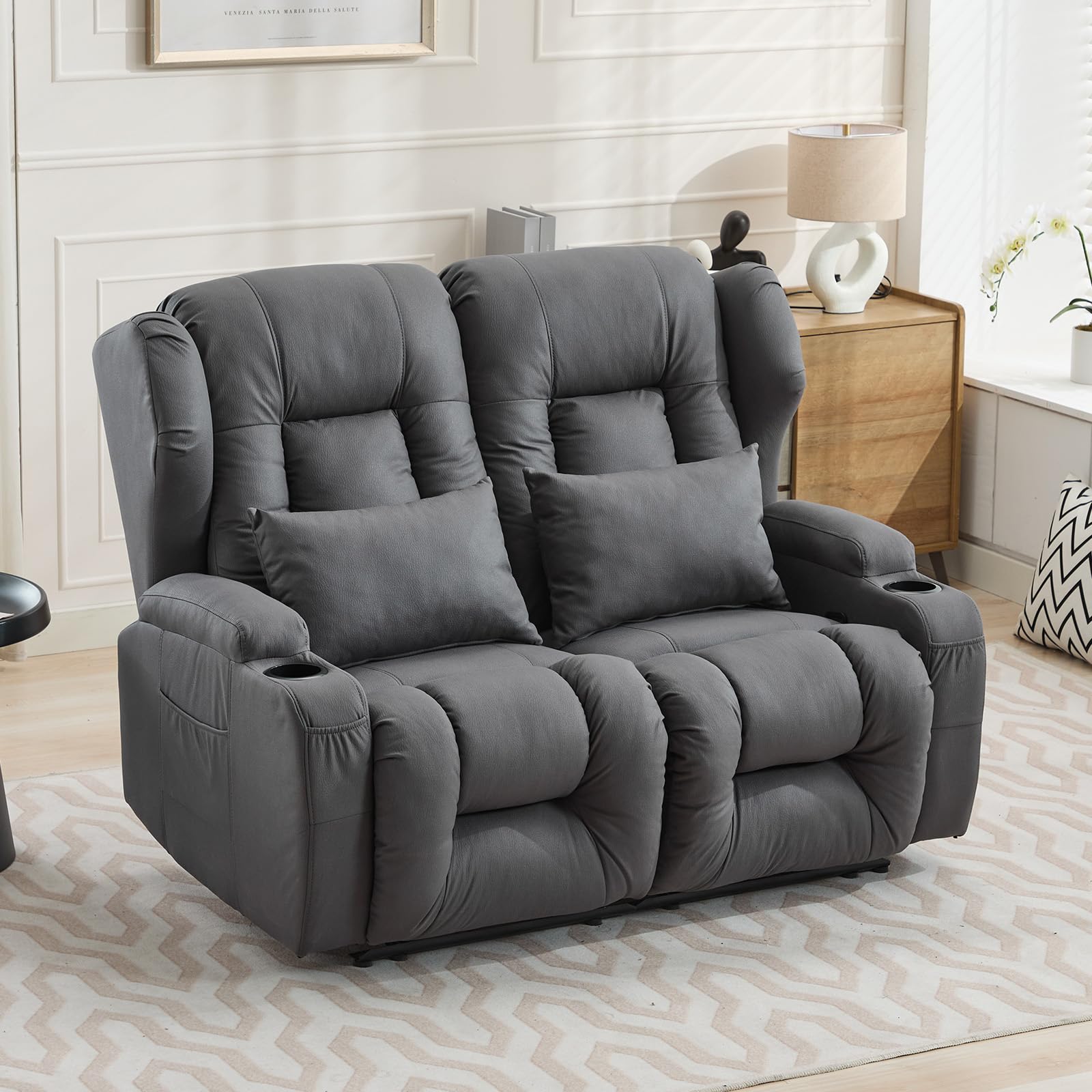 SAMERY 54.3" RV Loveseat Recliner Sofa, Wall Hugger Reclining Loveseat