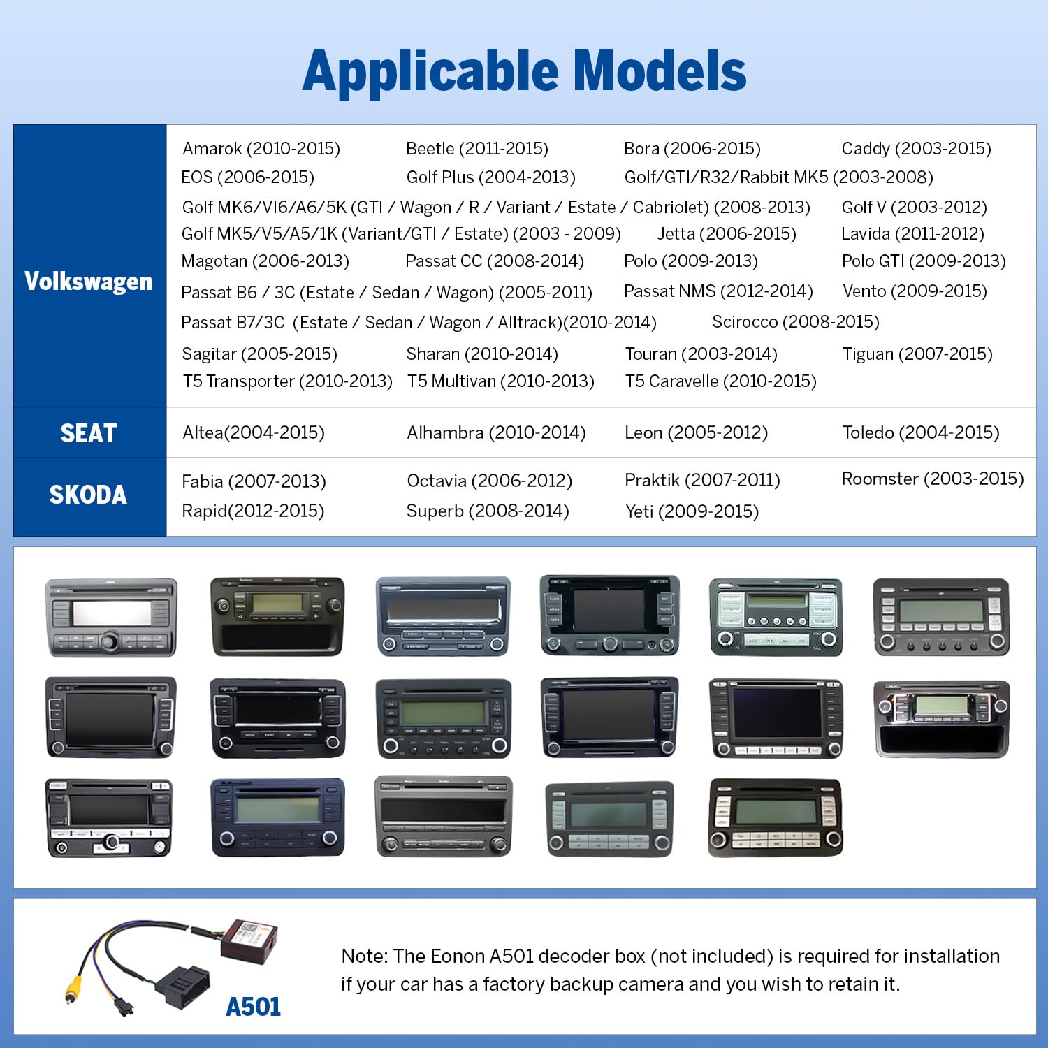 Eonon Autoradio da 9 pollici per Volkswagen, Seat, Skoda, Polo, Golf V/VI, Android 13, 8 GB + 128 GB, 4G, CarPlay, Android Auto, WiFi, GPS, Bluetooth, DSP, EQ, MirrorLink, telecamera di retromarcia