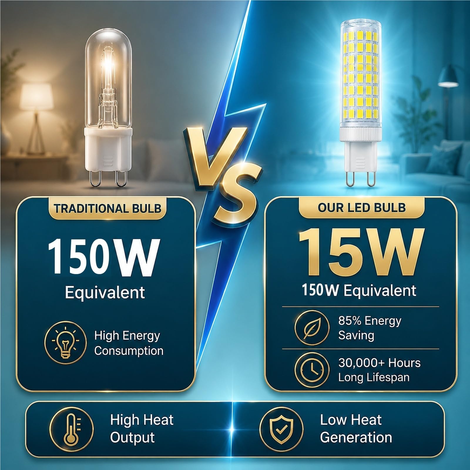 Bombilla LED G9 Maíz,15W Equivalente 150W Halógena,alto Brillo,Sin Parpadeos,no Regulables,IRC80+,iluminación Habitual Para El Hogar(Neutral White 4000K,8 Pack)