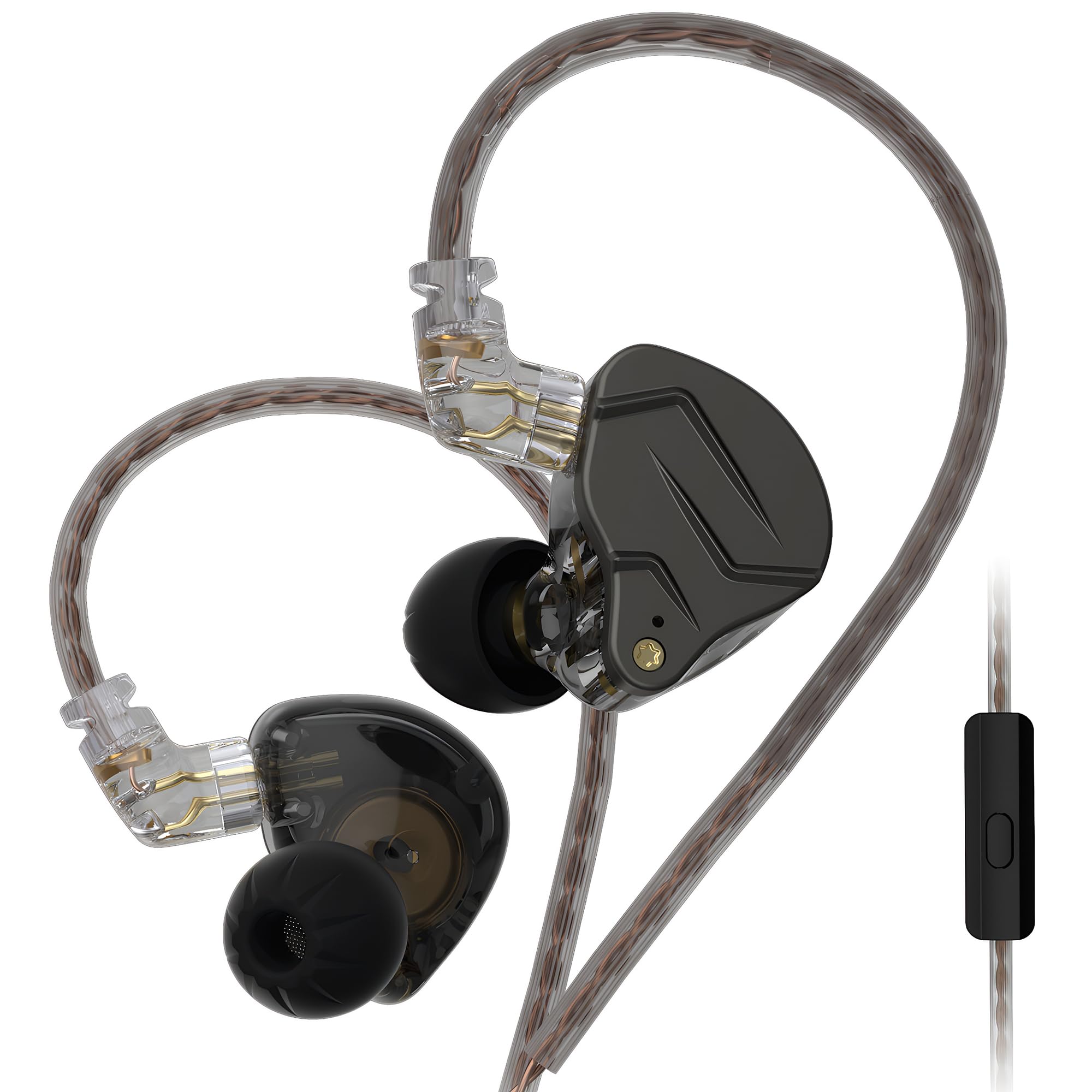 KZ ZSN Pro Dynamic Hybrid Dual Driver in Ear Earphones Detachable Tangle-Free Cable Musicians in-Ear Earbuds Headphones (Gray with Microphone) | HiFi Musician Monitor, Detachable 2-Pin Cable, Noise-Isolating, 10mm DD+BA, HD Call Mic, Smartphone Compatible
