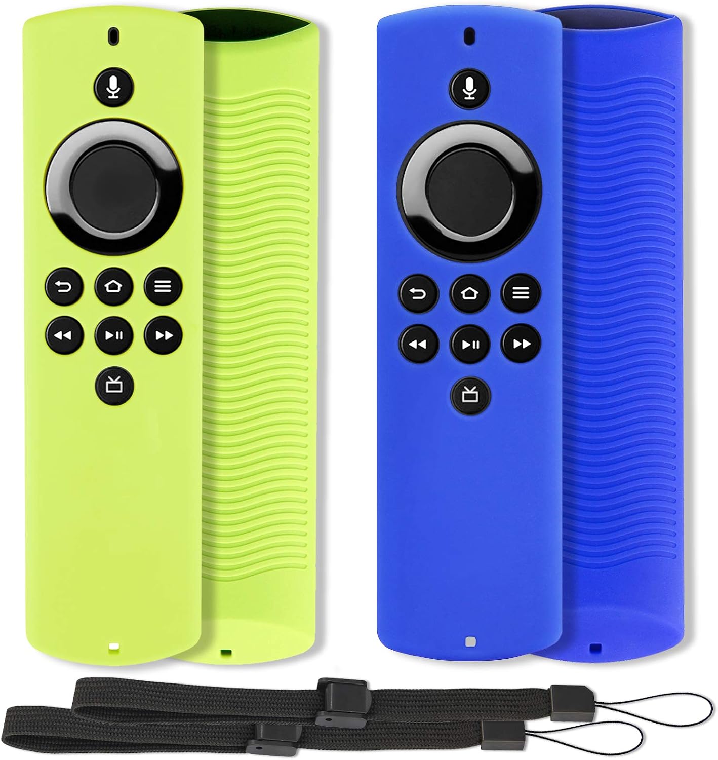 2pcs Remote Cover Compatible with Fire TV Stick Lite Alexa Voice Remote Lite - Anti Slip Shockproof Silicone Remote Sleeve with Lanyard (Blue & Green)(NOT for Fire TV Stick 4K)