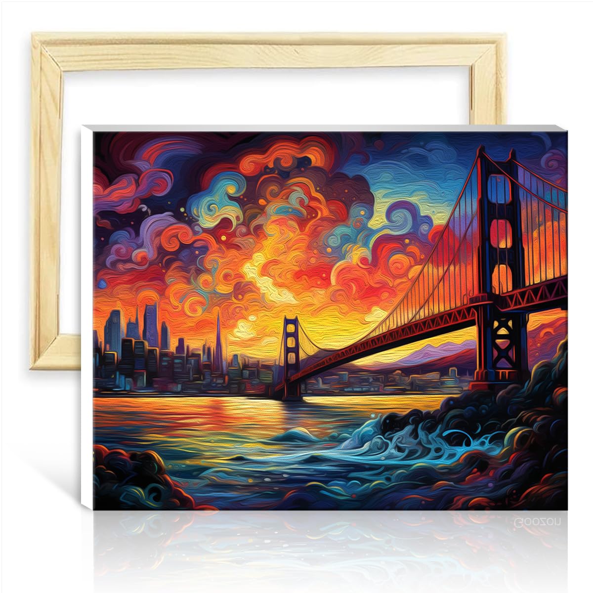TANGFEIY Oil Painting by Numbers Kits Artsy San Francisco Paint by Number Adults with Brushes and Acrylic Pigment on Canvas Arts Crafts Project DIY Frame(40x50cm) — image 1