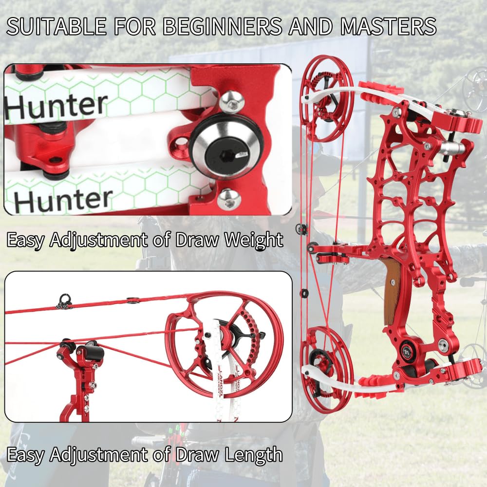 30-75 Lbs Arco Composto Spara Freccia e Sfera D'acciaio 330 fps Caccia Auto CNC Lavorazione Adulti Mano Sinistra/Destra Tiro con l'Arco