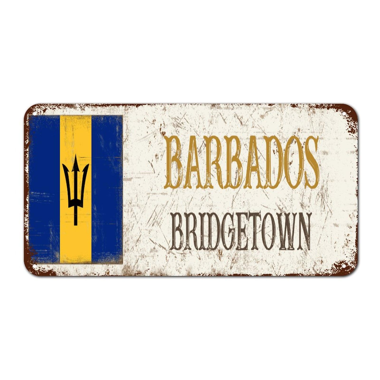 Yelolyio Barbados Bridgetown Sign, Patriotic Country Metal Wall Art Decor, Barbados Metal Sign Tin Signs For Home, Bedroom, Gate Outdoor Wall Decor, 12 X 6 Inch
