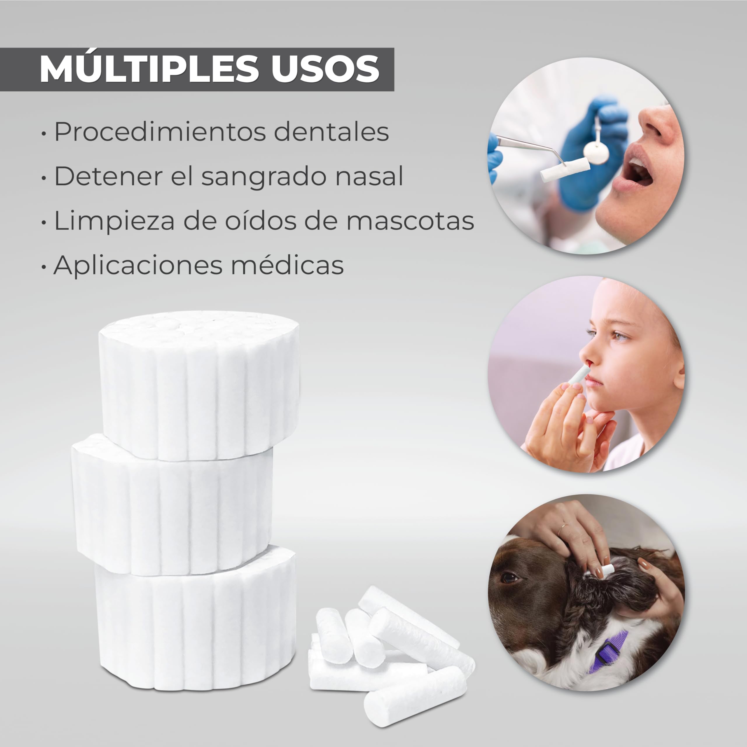 Rollos de Algodón Dental 15 Piezas (600 Rollos) para Sangrado Nasal o Bucal