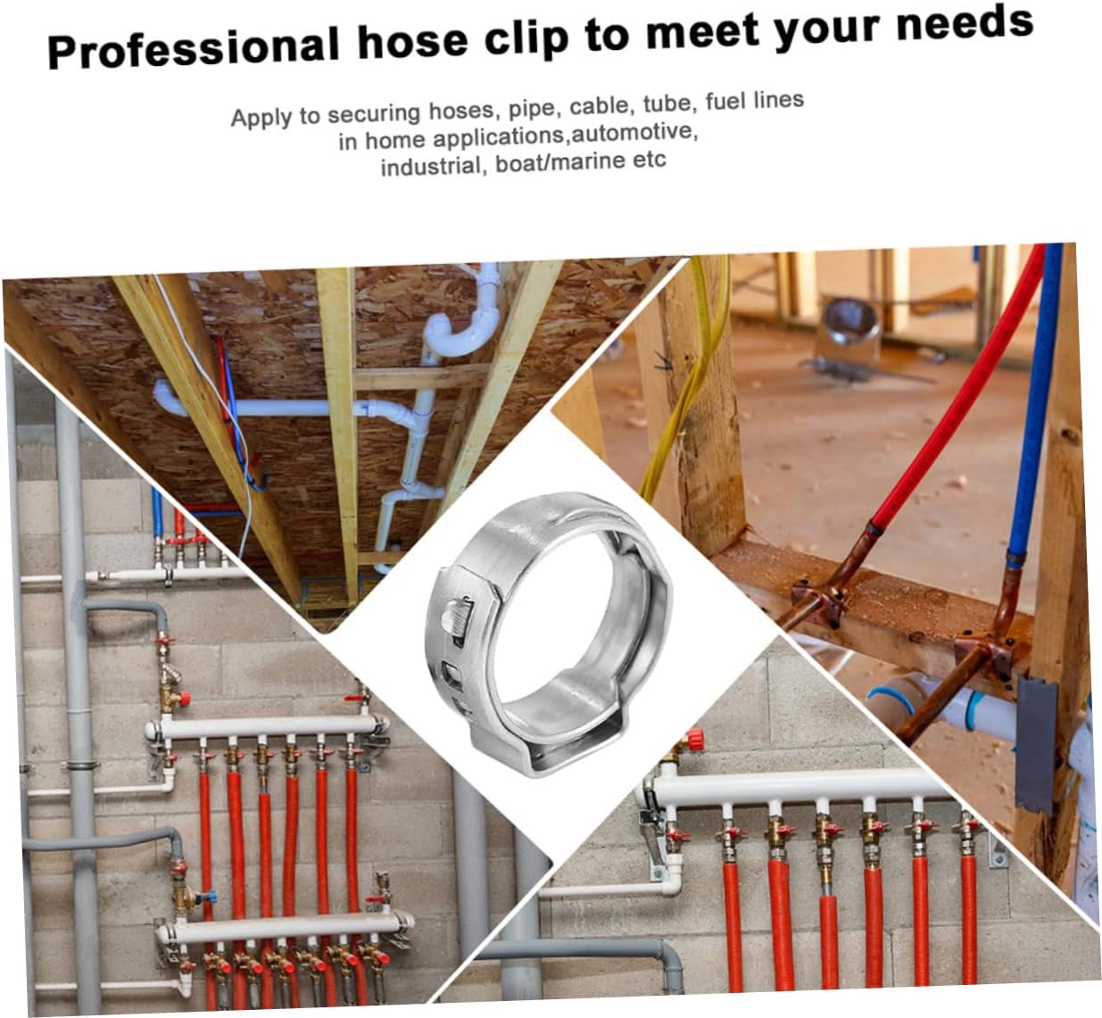 130pcs Stainless Steel Hose Clamp Set Heavy Duty Pliers Single Ear Hose Clamps for Home Automotive and Industrial Use