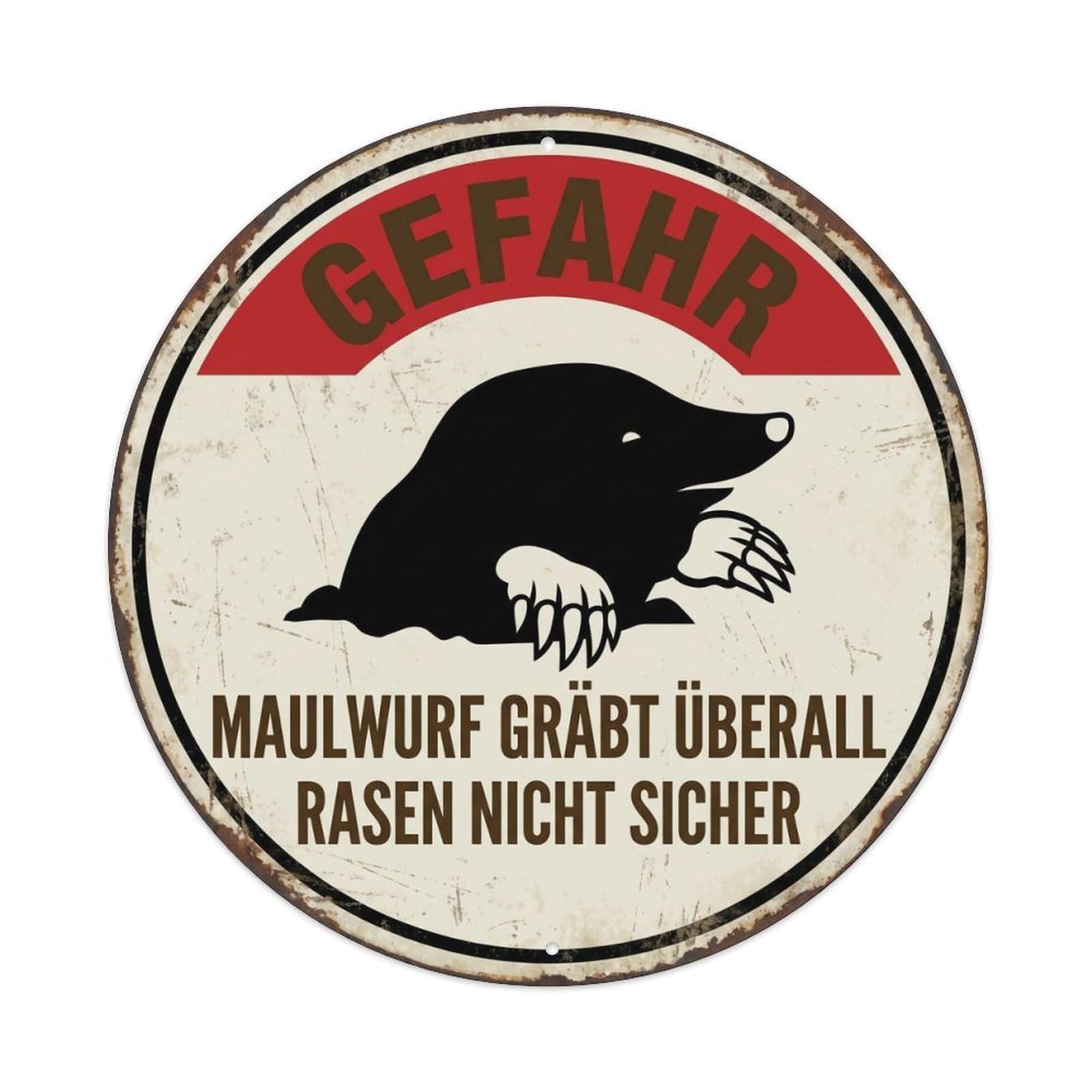 Fqcyn Style Sneaky Mole Underground Digger Metal Tin Sign Plaque Wall Decor For Cafe, Club Bar, Office, Home Garden Round Metal Poster 8X8inch
