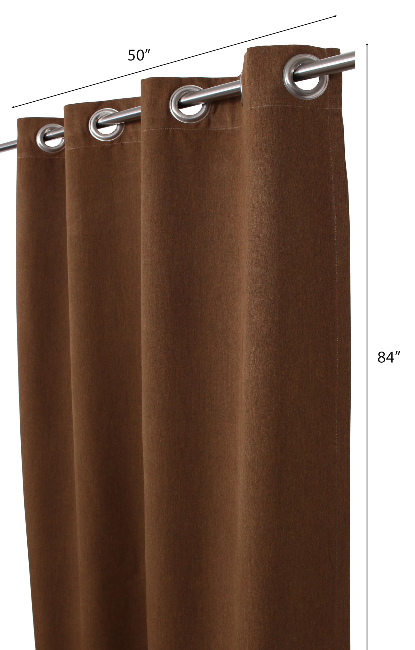 Sweet Summer Living Outdoor/Indoor Sunbrella Curtain 84 inch x 50 inch Water Resistant/Weather Resistant with 8 Stainless Steel Grommets Canvas Teak, Copper