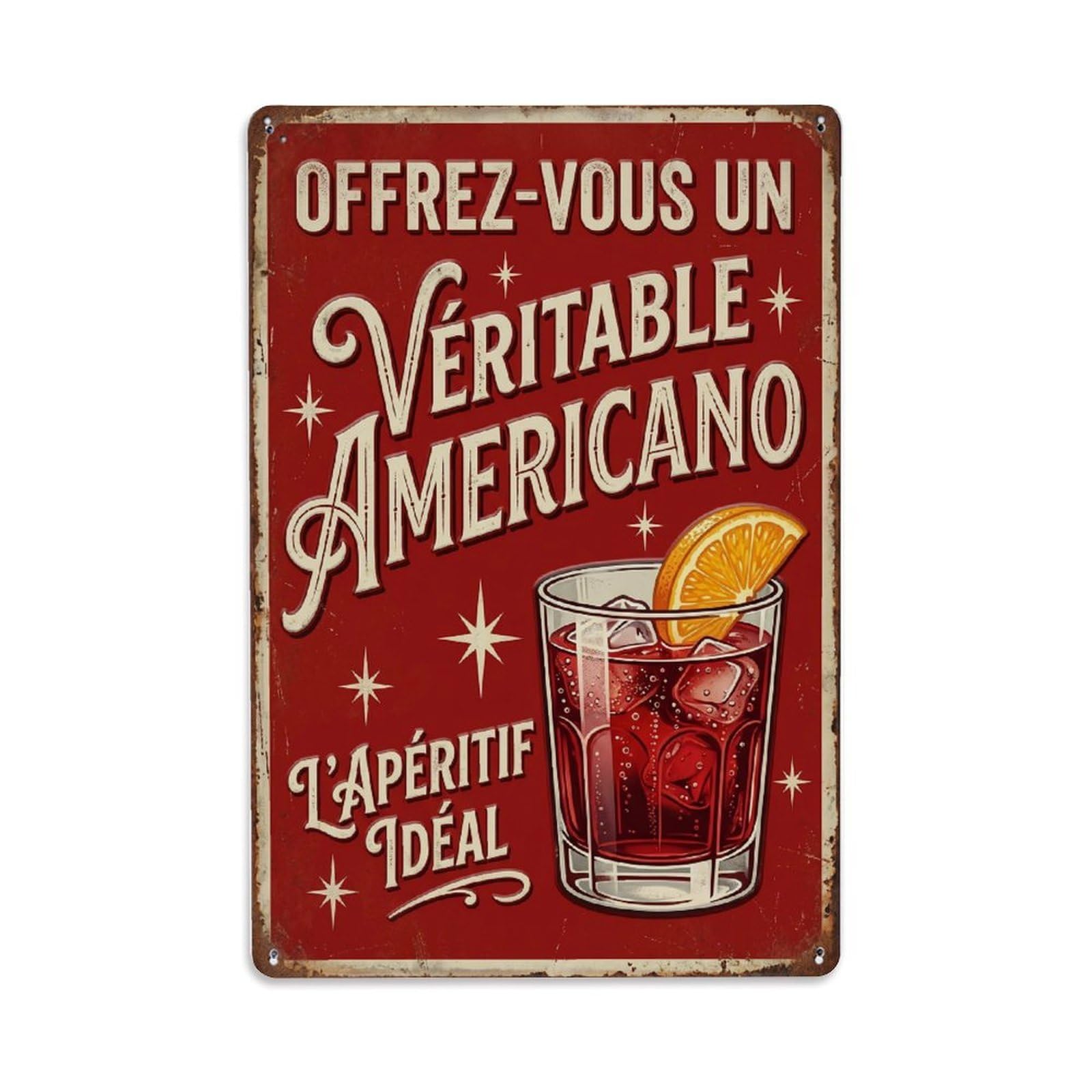Americano Timeless Classic Metal Tin Sign Plaque Wall Decor for Cafe, Club Bar, Office, Home Garden Metal Poster 8x12Inch