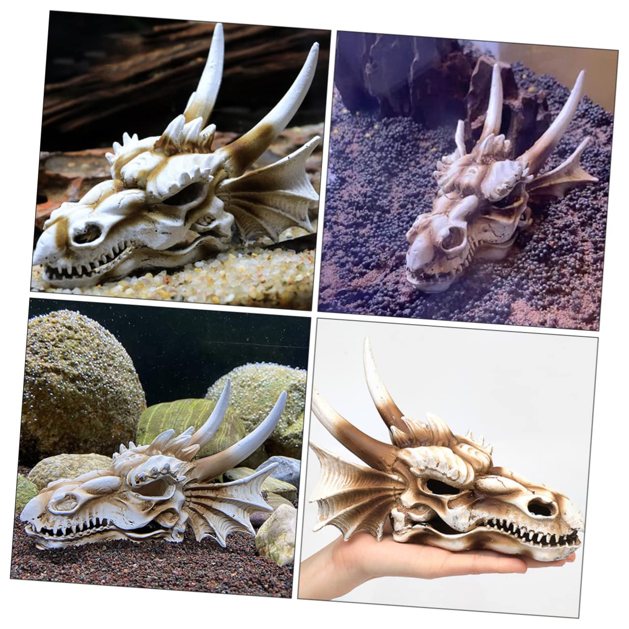 BESPORTBLE Décoration De Crâne De Dinosaure Résine pour Aquarium Accessoire De Paysage Naturel pour Réservoir Eau Et Terrarium Décoratif Et Durable pour Poissons Et Reptiles